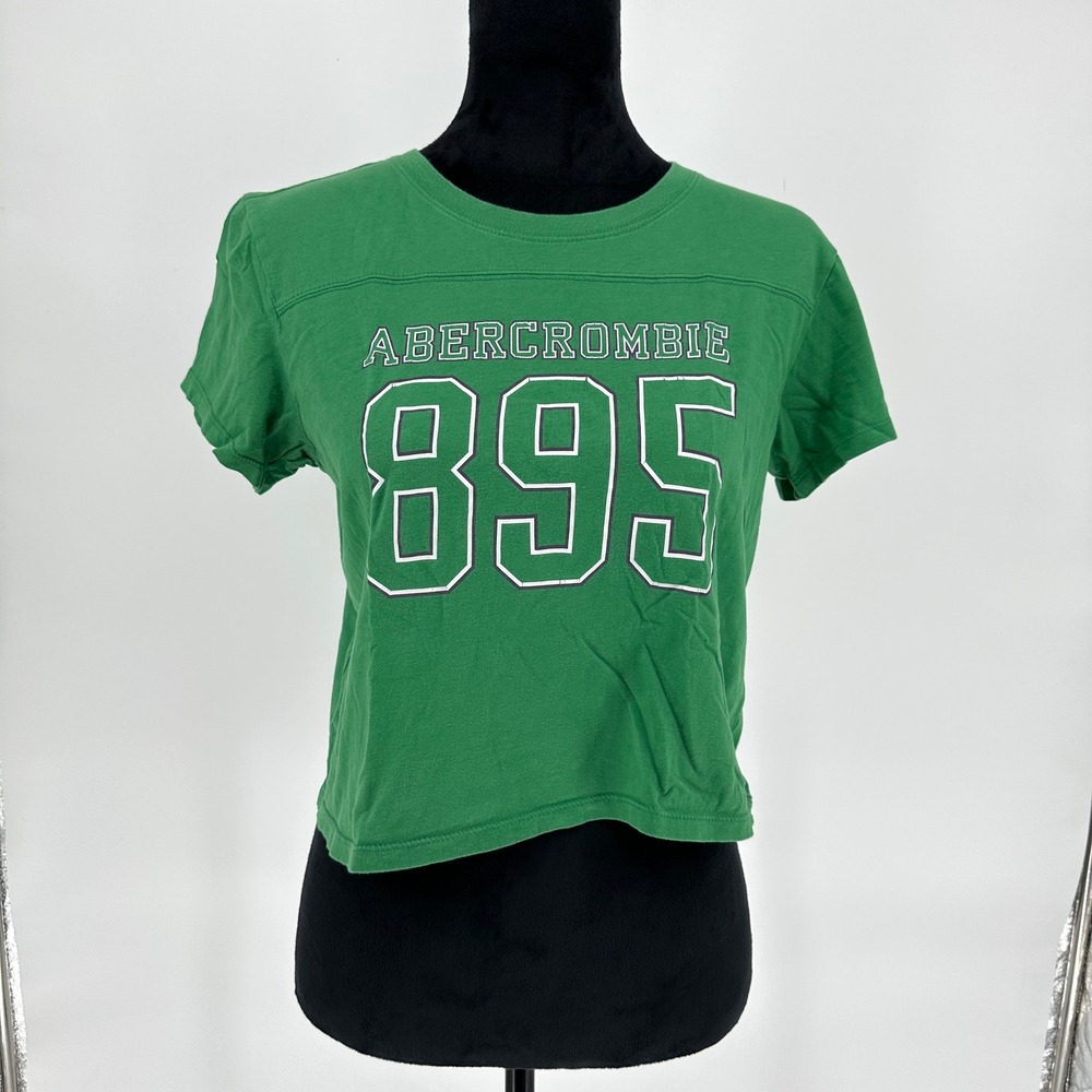 Abercrombie & Fitch‎ Green Boxy Cropped Oversized Baby Tee Shirt XS